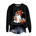 thumbnail image 1 of Kakishop Halloween Tshirts Women Long Sleeve Crewneck Casual Dressy Tops Funny Graphic Halloween Fall Fashion Outfits,Black, 1 of 4