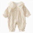 thumbnail image 1 of Kakishop Infant Baby Girl Clothes Newborn Girl Romper Fall Winter Outfit Ruffle Long Sleeve Jumpsuit Romper Cute Girls Outfit (Coffee,0-3 Months), 1 of 7
