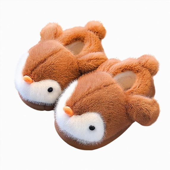 Kakishop Kids Toddler Slippers Baby Girls Boys Cute Cartoon House Shoes Children's Non Slip Warm Fall Winter Fuzzy Indoor Slipper Brown, 8.5(2-3 Years)
