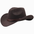 thumbnail image 1 of Kakishop Kids Western Cowboy Hat Wide Brim with Band Wool Felt Vintage Jazz Boys Girls Cowgirl Hats (Coffee,3-8 Years), 1 of 7