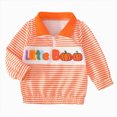 thumbnail image 1 of Kakishop Little Boy Girl Spooky Graphic Striped Embroidered Zip-up Mock Neck Long Sleeve Pullover Tops Kids Autumn Winter Clothes, 2-3 Years, 1 of 9