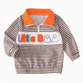 thumbnail image 1 of Kakishop Little Boy Girl Spooky Graphic Striped Embroidered Zip-up Mock Neck Long Sleeve Pullover Tops Kids Autumn Winter Clothes, 6-12 Months, 1 of 9