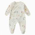 thumbnail image 1 of Kakishop Newborn Baby Footed Pajamas Cotton Infant Baby Snap Sleepers for Sleep and Play Footies 0-6 Months (Grey,Newborn), 1 of 6