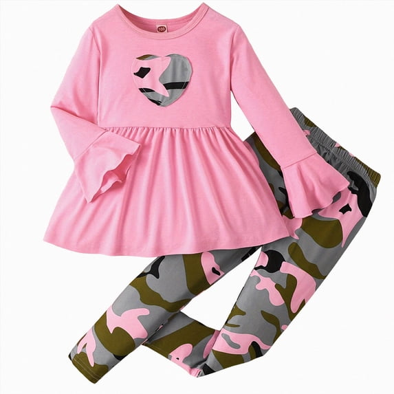 Kakishop Outfits for Girls Kids Toddler Girl Clothes Long Sleeve Top and Girls Pants 2Pcs Girls Outfits, 4-5 Years