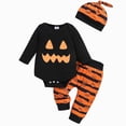 thumbnail image 1 of Kakishop Preemie Newborn Infant Baby Boys Halloween Clothes Bodysuit Romper Pants Hats Outfit Fall Winter Set (Black,3-6 Months), 1 of 7