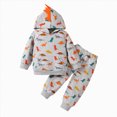 thumbnail image 1 of Kakishop Toddler Baby Boys 2Pcs Dinosaur Hoodie Outfit Long Sleeve Spiked Hooded Top and Jogger Pants Set (Grey,4-5 Years), 1 of 7