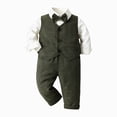 thumbnail image 1 of Kakishop Toddler Boy Clothes Suit Gentleman Wedding Outfits, Formal Dress Shirt+Bowtie+Vest+Pants (AG,120), 1 of 4