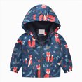 thumbnail image 1 of Kakishop Toddler Rain Jacket Kids Cartoon Windbreaker Coat Baby Girl Boy Zip Hooded Outerwear Fall Infant Raincoat (Navy,7-8 Years), 1 of 5
