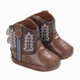 thumbnail image 1 of Kakishop Unisex Baby Boots Newborn PU Leather Cowboy Booties Soft Sole Nonslip Crib Shoes Infant Boys Girl Western Boots Coffee, 11(6-12 Months), 1 of 9