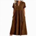 thumbnail image 1 of Kakishop Womens Casual Dresses Wrap V Neck Dress A-Line Ruffle Sleeve Summer Sundress Fashion 2026 (Coffee,2XL), 1 of 4