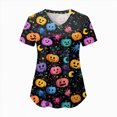 thumbnail image 1 of Kakishop Womens Halloween Shirt Fall Doodles Crew Neck Shirt Funny Family Party Celebration Short Sleeve Halloween T Shirt Women Graphic Tops (Black,3XL), 1 of 8