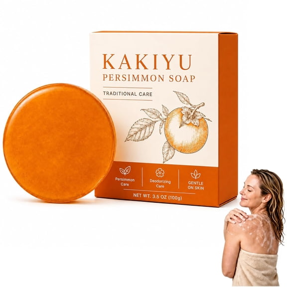 Kakiyu Persimmon Soap Bar with Persimmon Extract for Daily Odor Care, Gentle Cleansing Bar for Men and Women