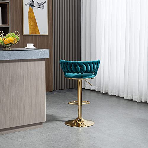 Kakotito 360° Velvet Swivel Bar Stools with Low Back & Footrest