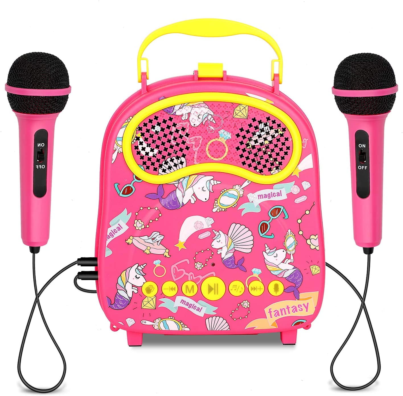 Delia's Piano Finish LED Light Up Karaoke Speaker and Mic