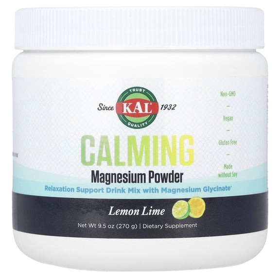 KAL Calming Magnesium Powder, Lemon Lime, 9.5 oz (270 g)