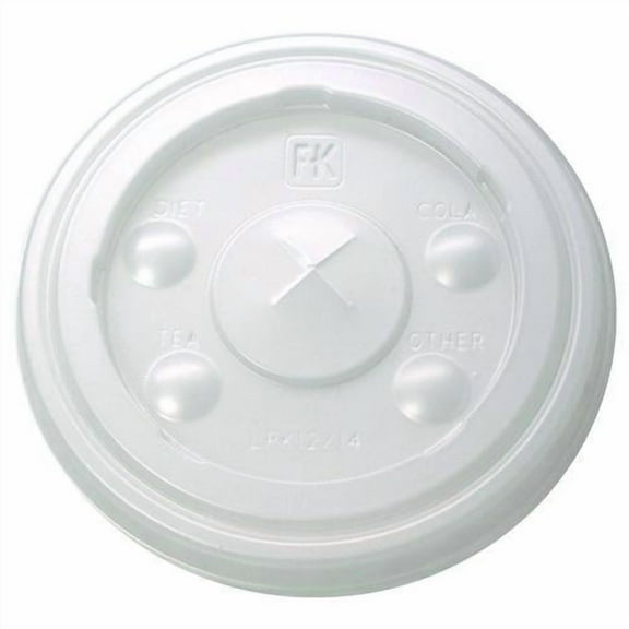 Kal-Clear/Nexclear Drink Cup Lids, Flat, X-Style Straw Slot, Fits 12 oz to 14 oz Cold Cups, Plastic, | Bundle of 5