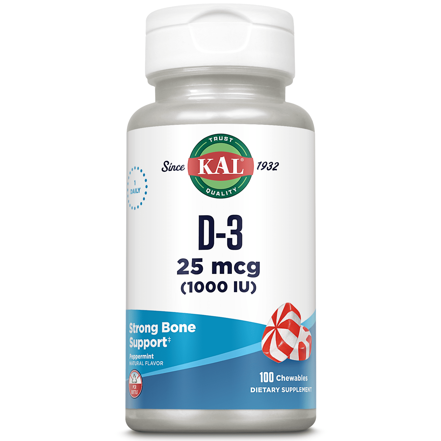 Kal D-3 25 mcg (1000 IU) Peppermint 100 Chewable