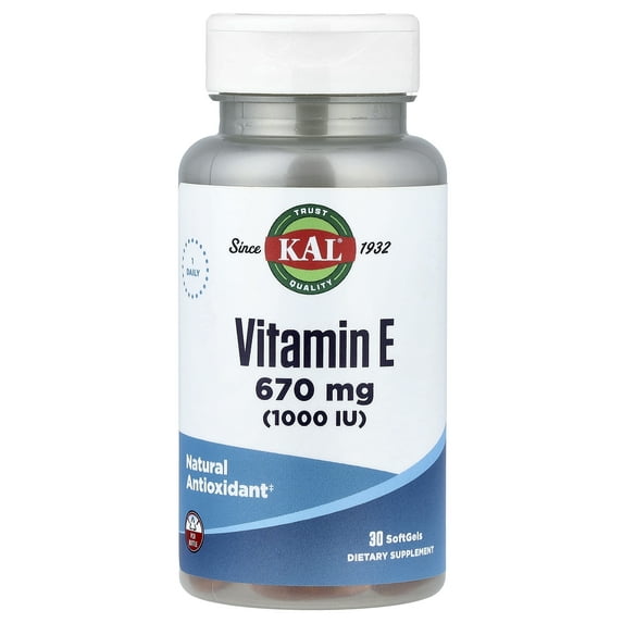 KAL Vitamin E, 670 mg (1,000 IU), 30 Softgels