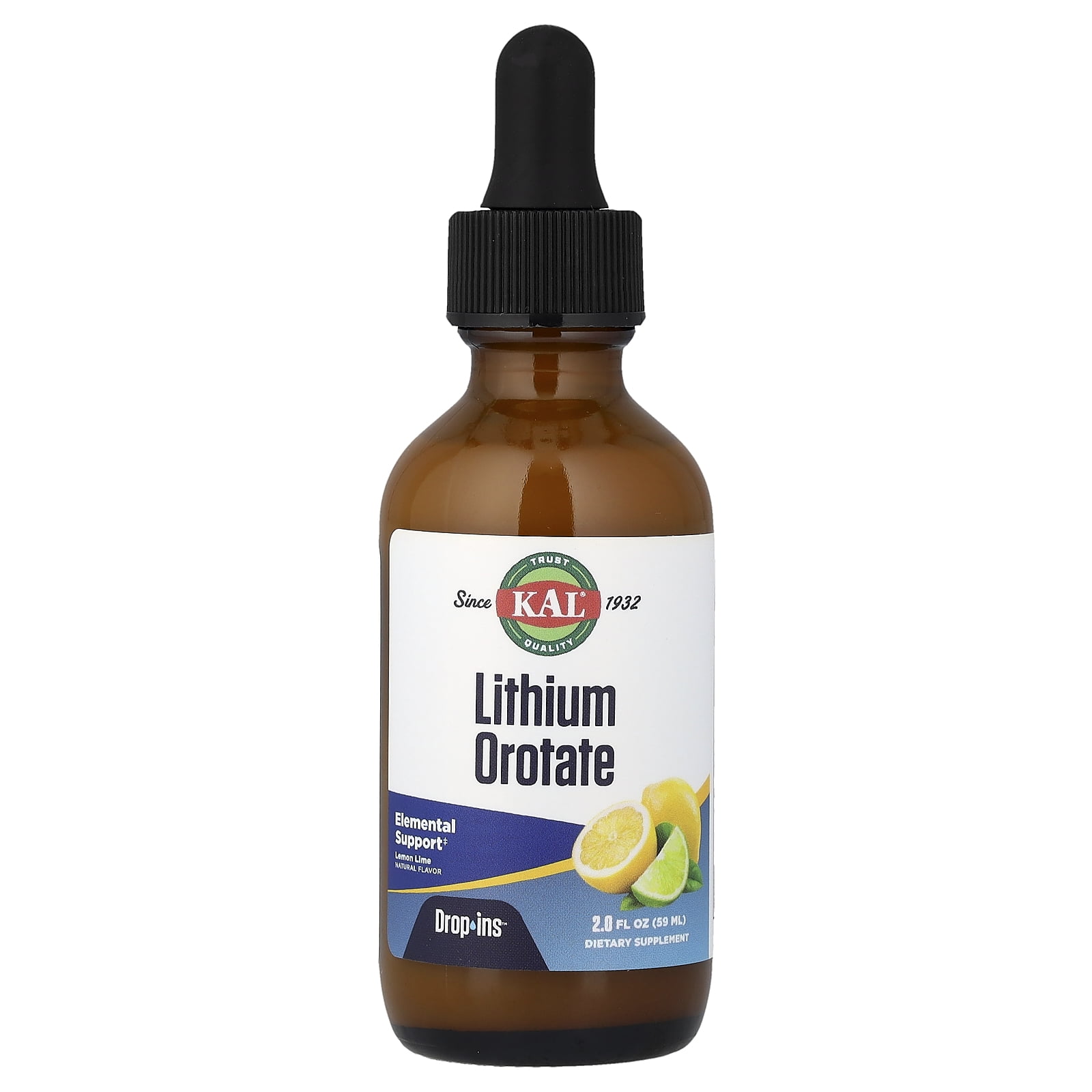 Kal Lithium Orotate Drops Lemon Lime 2 fl oz Liquid