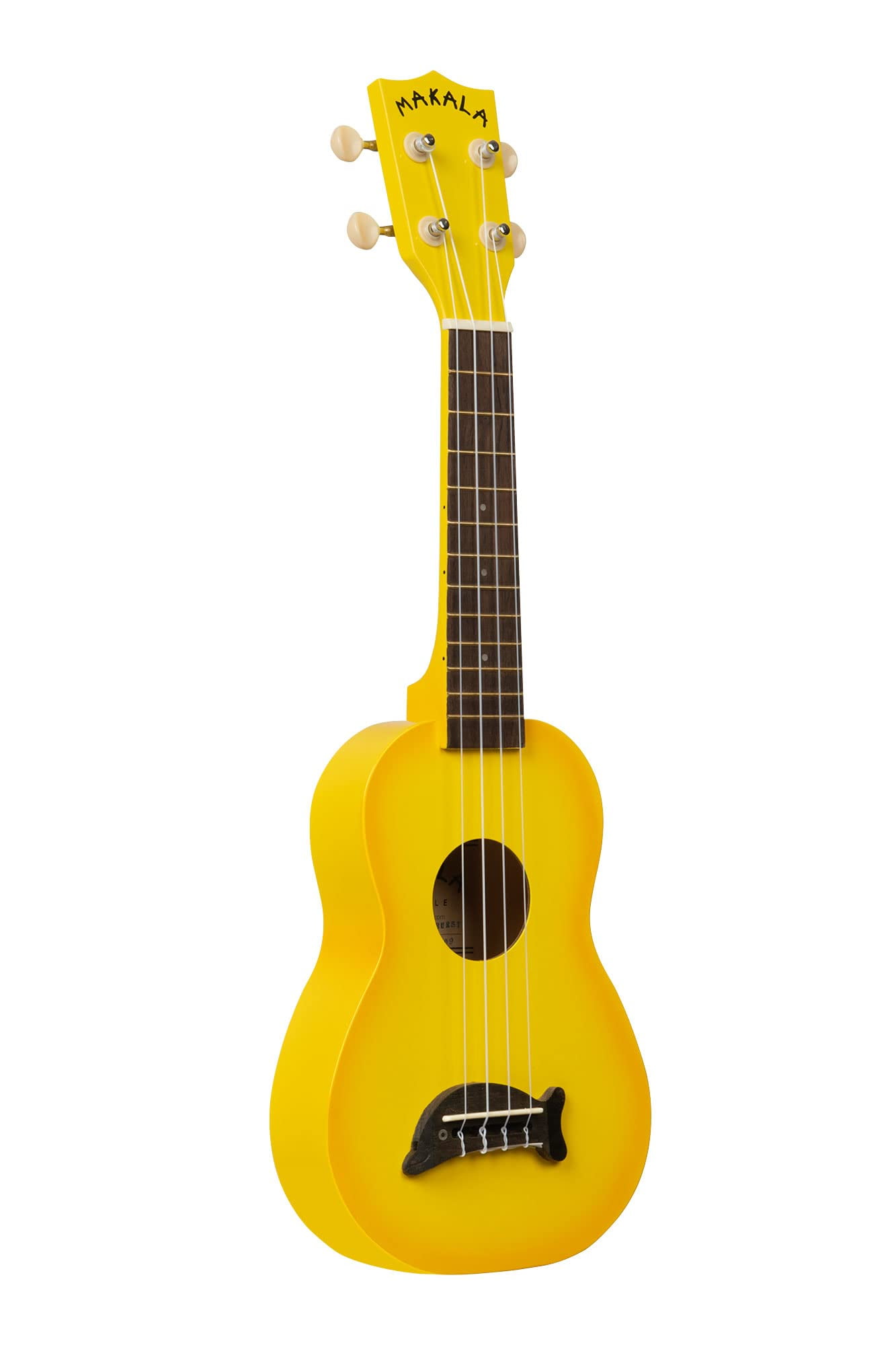 Kala Brand Music Co. Makala Dolphin, 4-String Ukulele, Right, Yellow Burst, Soprano (MK-SD/YLBURST)