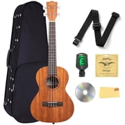 Kala KA-15T Satin Mahogany Tenor Ukulele Bundle with Hard Case, Tuner, Strap, Strings, Austin Bazaar Instructional DVD, and Polishing Cloth