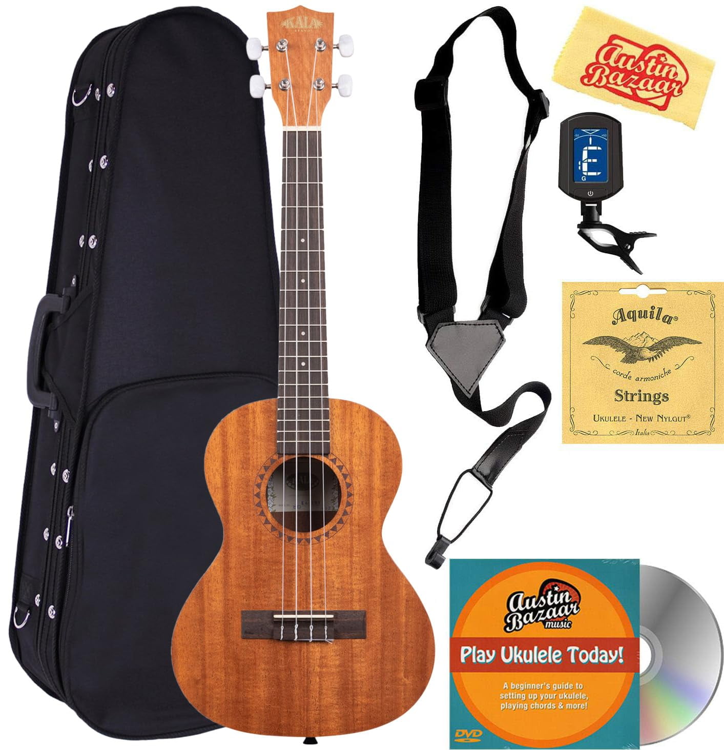 Kala KA-15T Satin Mahogany Tenor Ukulele w/ Hard Case