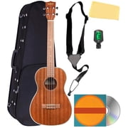 Kala KA-BG Gloss Mahogany Baritone Ukulele - Natural Bundle with Hard Case, Tuner, Strap, Austin Bazaar Instructional DVD, and Polishing Cloth