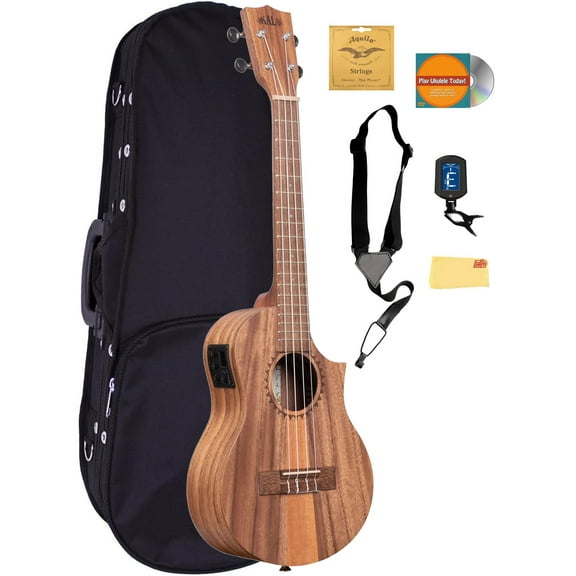 Kala KA-TK-T-CE Teak Tri-Top Tenor Acoustic-Electric Ukulele w/ Case