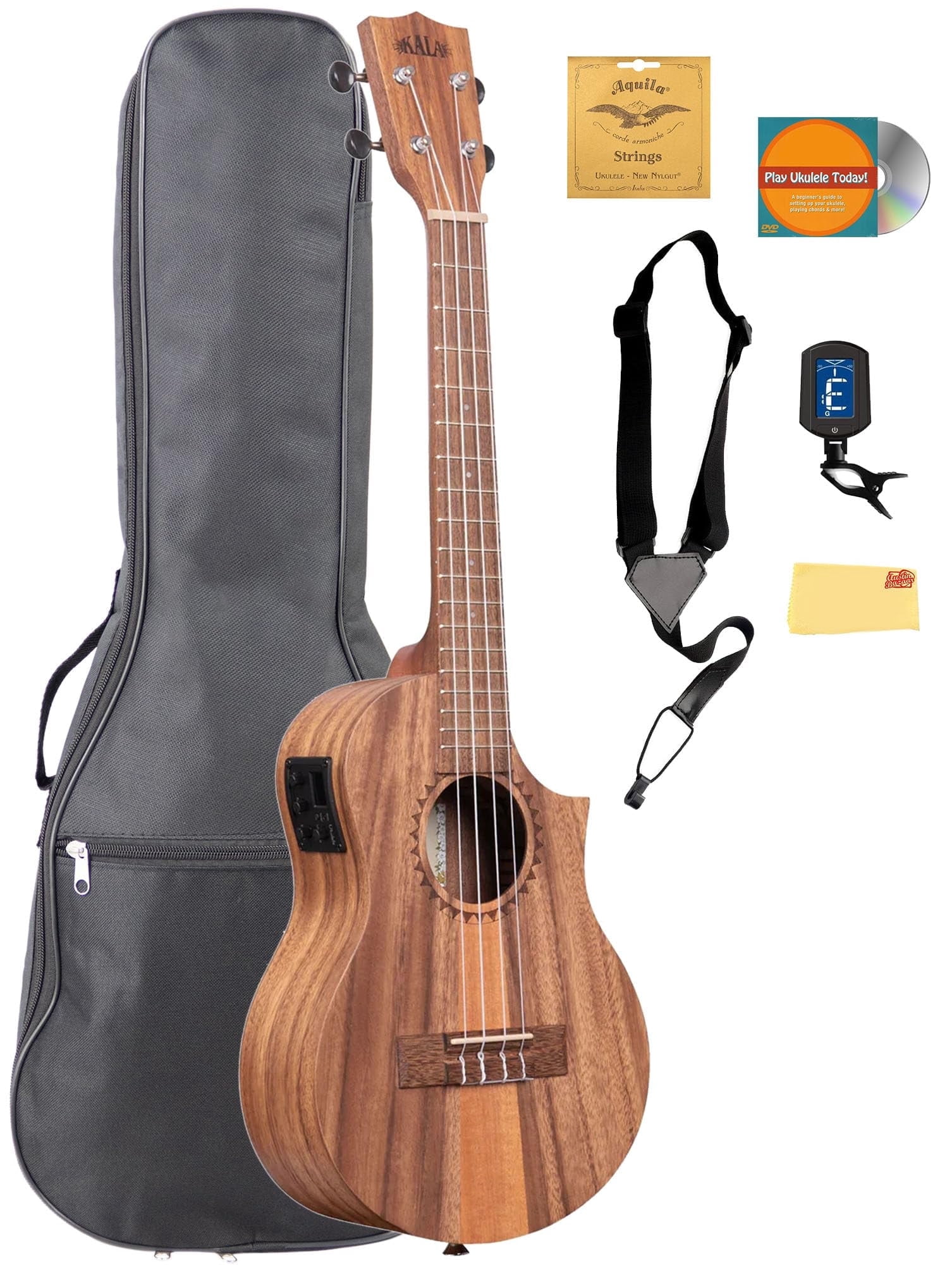 Kala KA-TK-T-CE Teak Tri-Top Tenor Acoustic-Electric Ukulele w/ Gig Bag