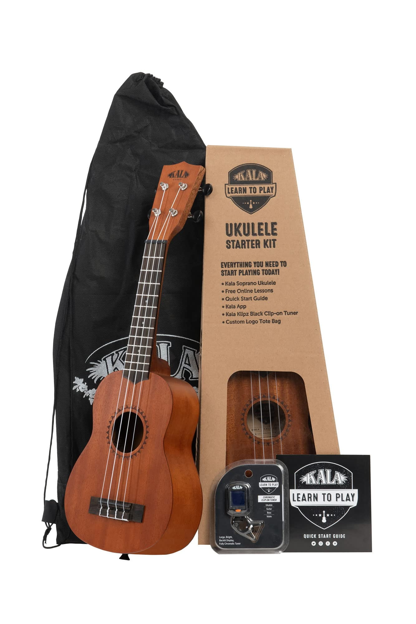 Kala Learn To Play Soprano Ukulele Starter Kit Nickel Fret Update