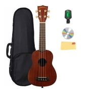 Kala MK-S Makala Soprano Ukulele Bundle with Hard Case, Tuner, Austin Bazaar Instructional DVD, and Polishing Cloth