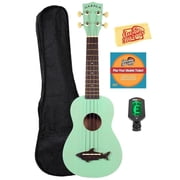 Kala MK-SS-GRN Makala Shark Soprano Ukulele - Surf Green Bundle with Gig Bag, Tuner, Austin Bazaar Instructional DVD, and Polishing Cloth