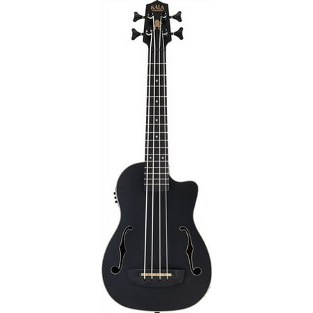 Kala UBASS-JYMN-BK-FS Journeyman Acoustic/Electric Bass Ukulele, Black