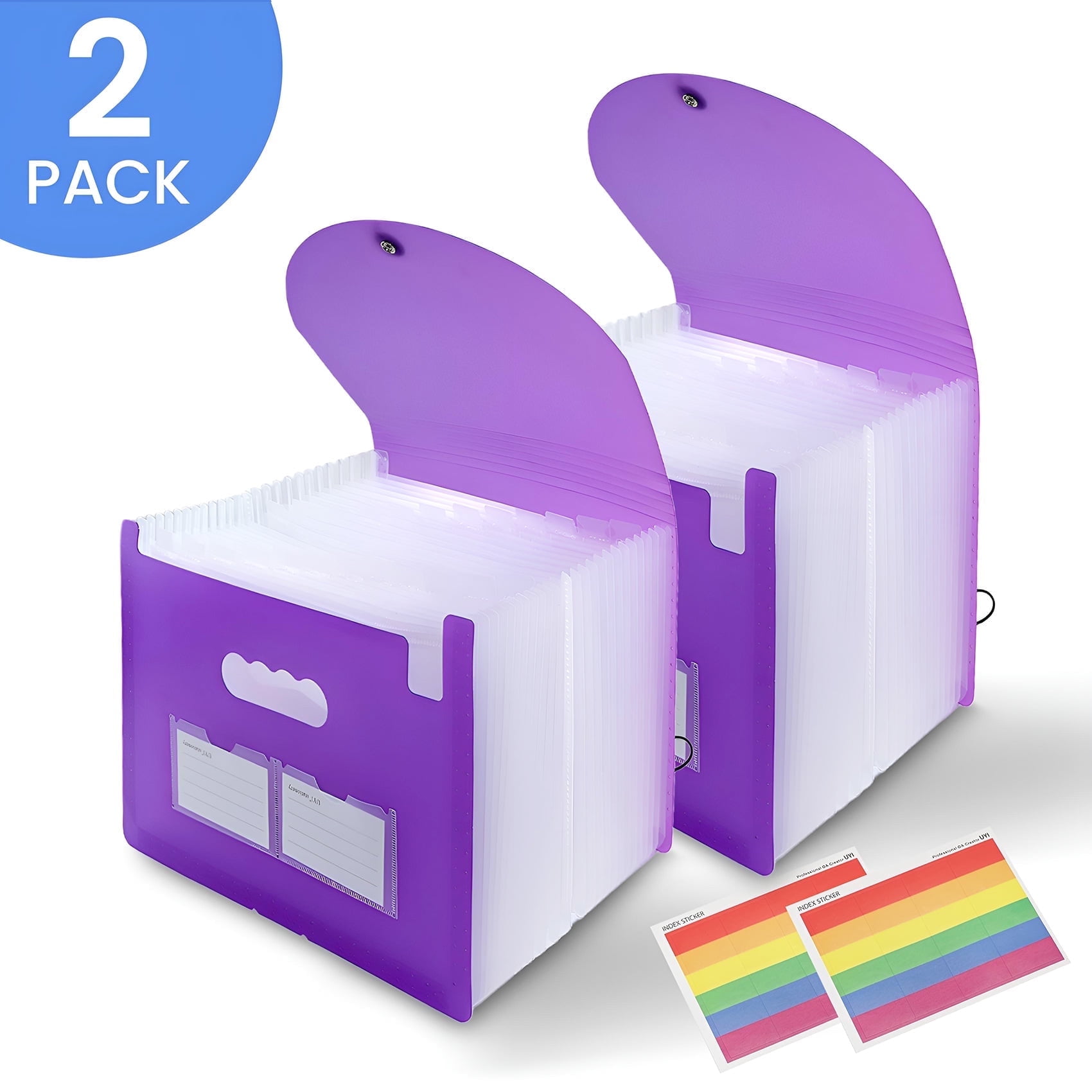 MONST Accordian File Organizer,25 Pocket Freestanding File Folder for Office Supplies,Purple