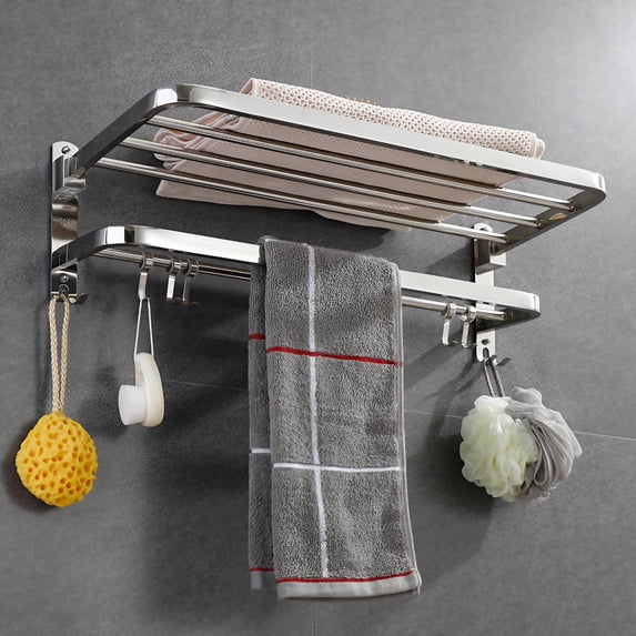 Kalageen Rust Resistant Hooks Towel Racks for Bathroom, Silver