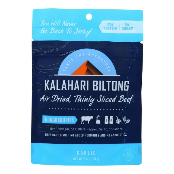 Kalahari Biltong Garlic Air Dried Sliced Beef Pack of 8