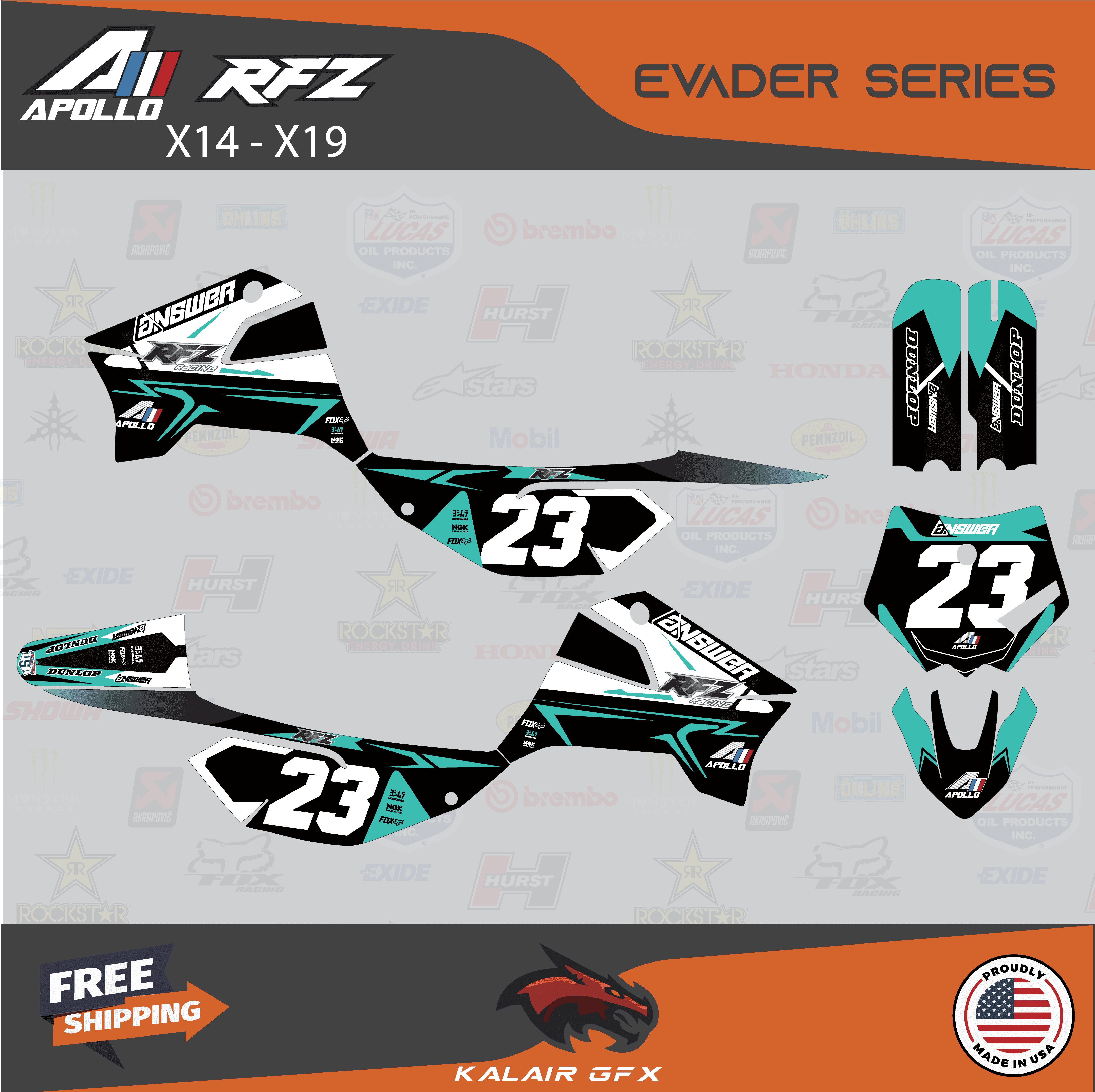 Kalair GFX Graphics Kit for Apollo RFZ X4-X6 X14-X19 (All Years) Evader ...