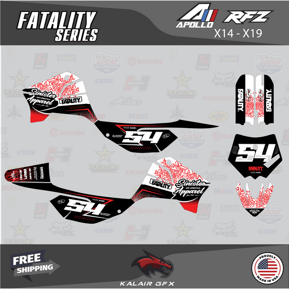 Kalair GFX Graphics Kit for Apollo RFZ X4-X6 X14-X19 (All Years) Fatality Series