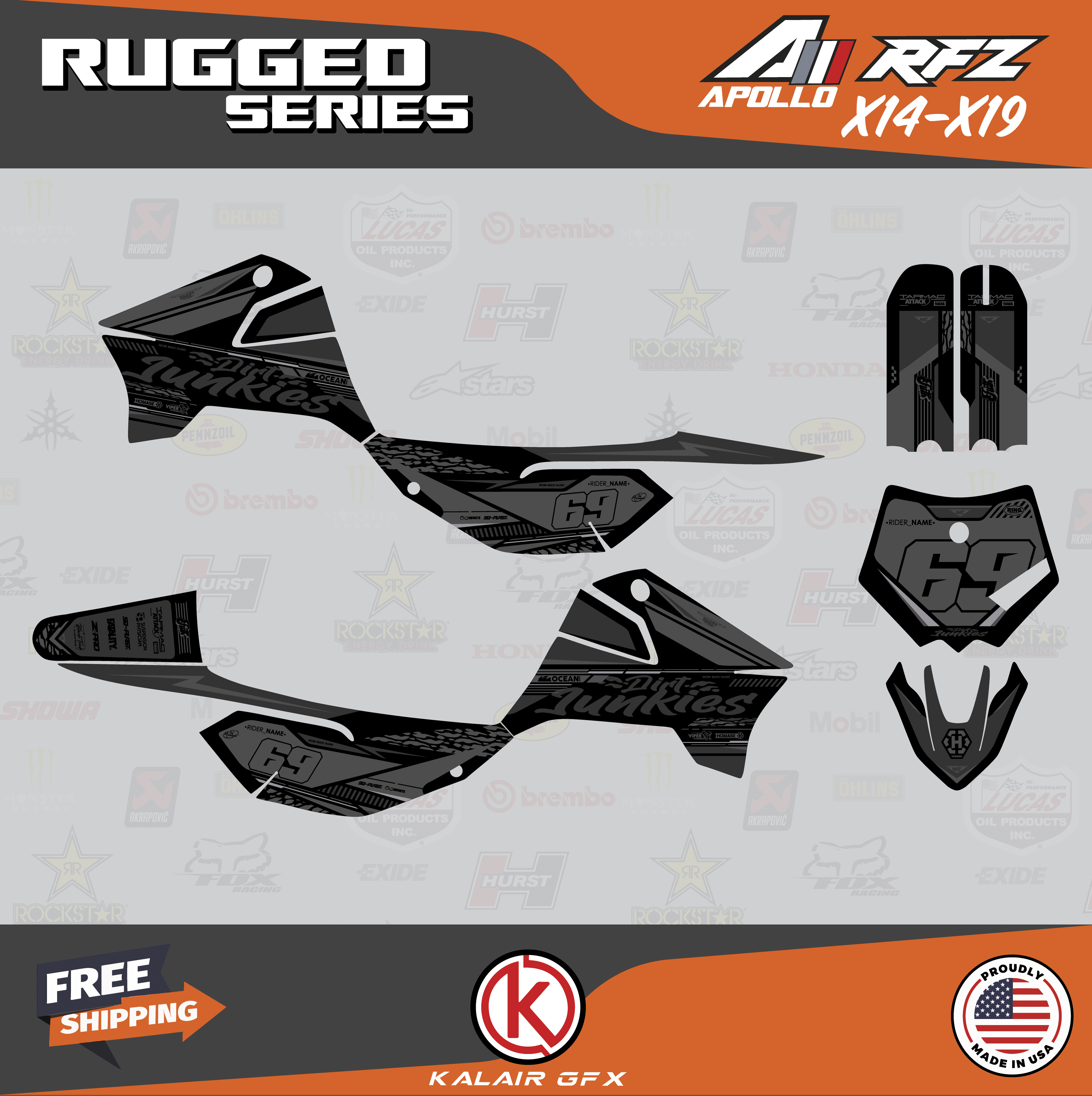 Kalair GFX Graphics Kit for Apollo RFZ X4-X6 X14-X19 (All Years) Rugged ...