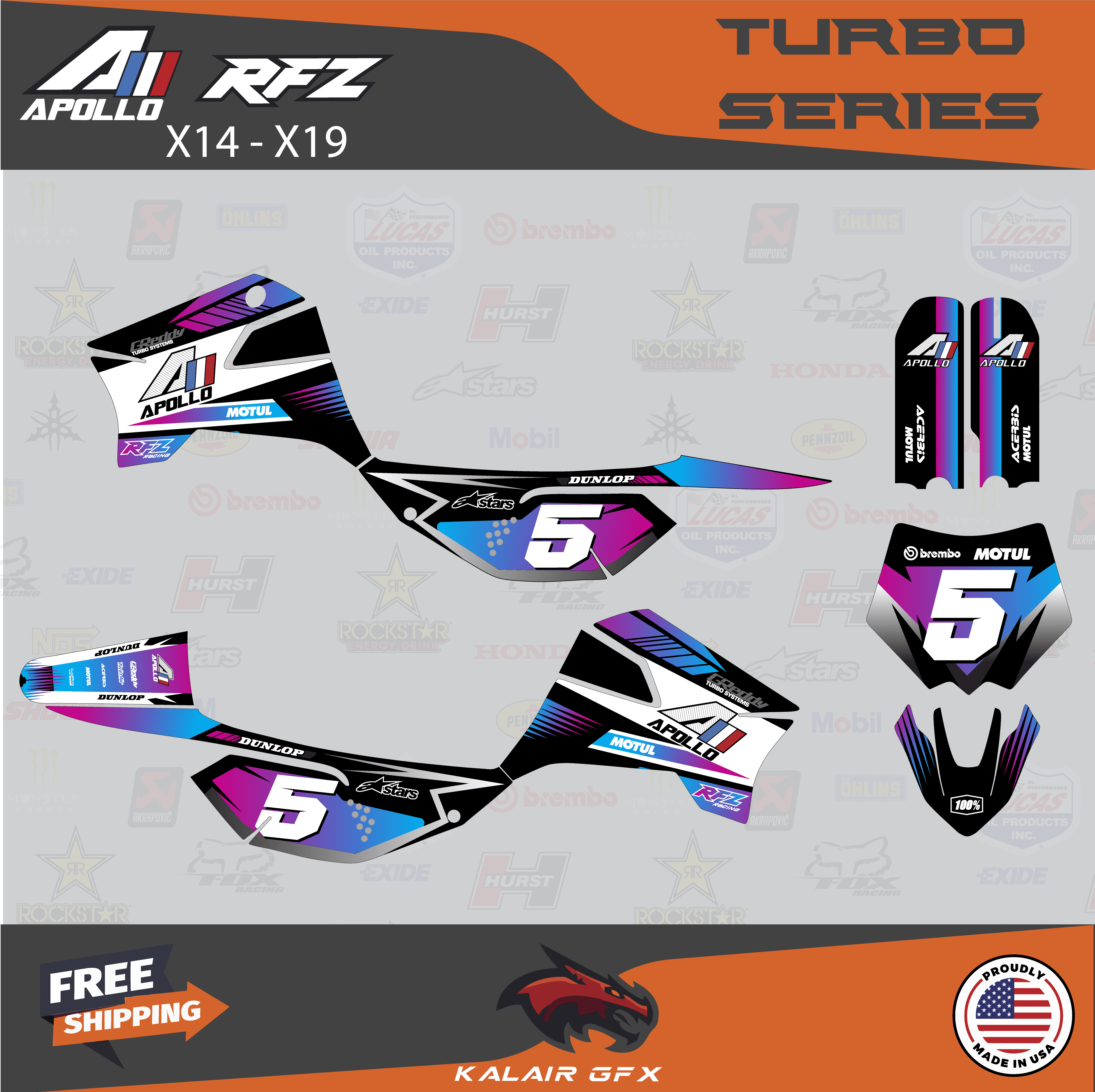 Kalair GFX Graphics Kit for Apollo RFZ X4-X6 X14-X19 (All Years) Turbo ...