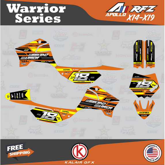 Kalair GFX Graphics Kit for Apollo RFZ X4-X6 X14-X19 (All Years) Warrior Series