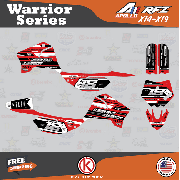 Kalair GFX Graphics Kit for Apollo RFZ X4-X6 X14-X19 (All Years) Warrior Series