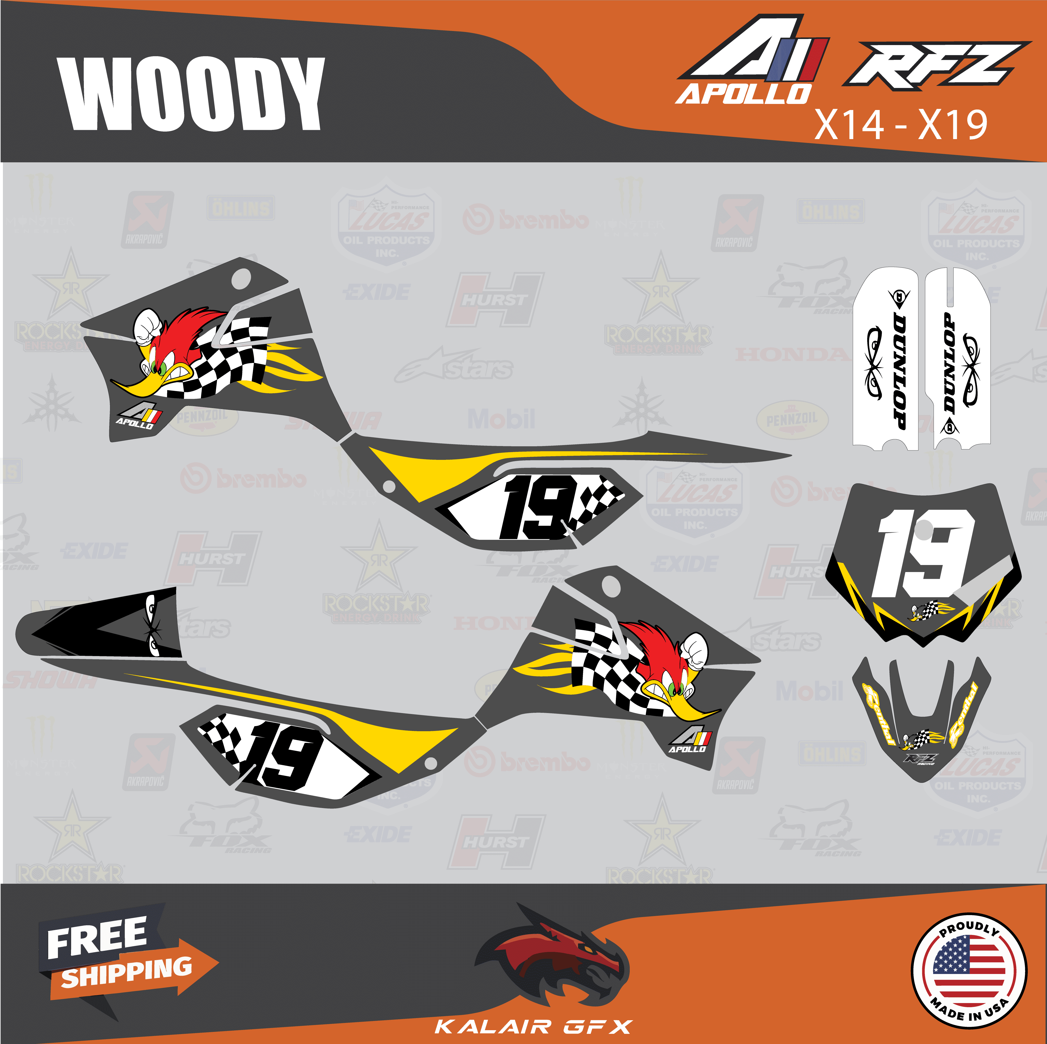 Kalair GFX Graphics Kit for Apollo RFZ X4-X6 X14-X19 (All Years) Woody ...