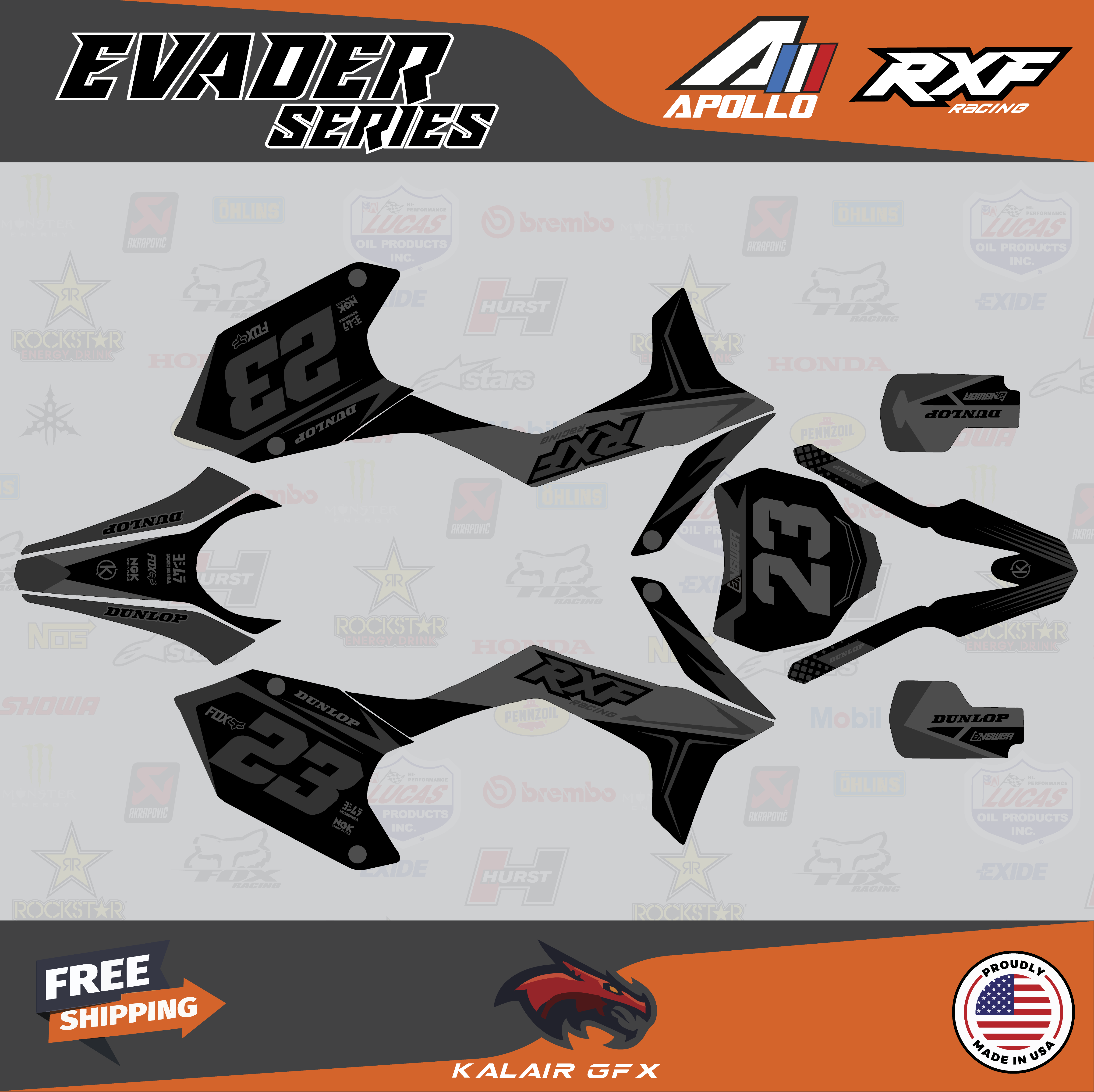Kalair GFX Graphics Kit for Apollo RXF (All Years) Evader Series ...