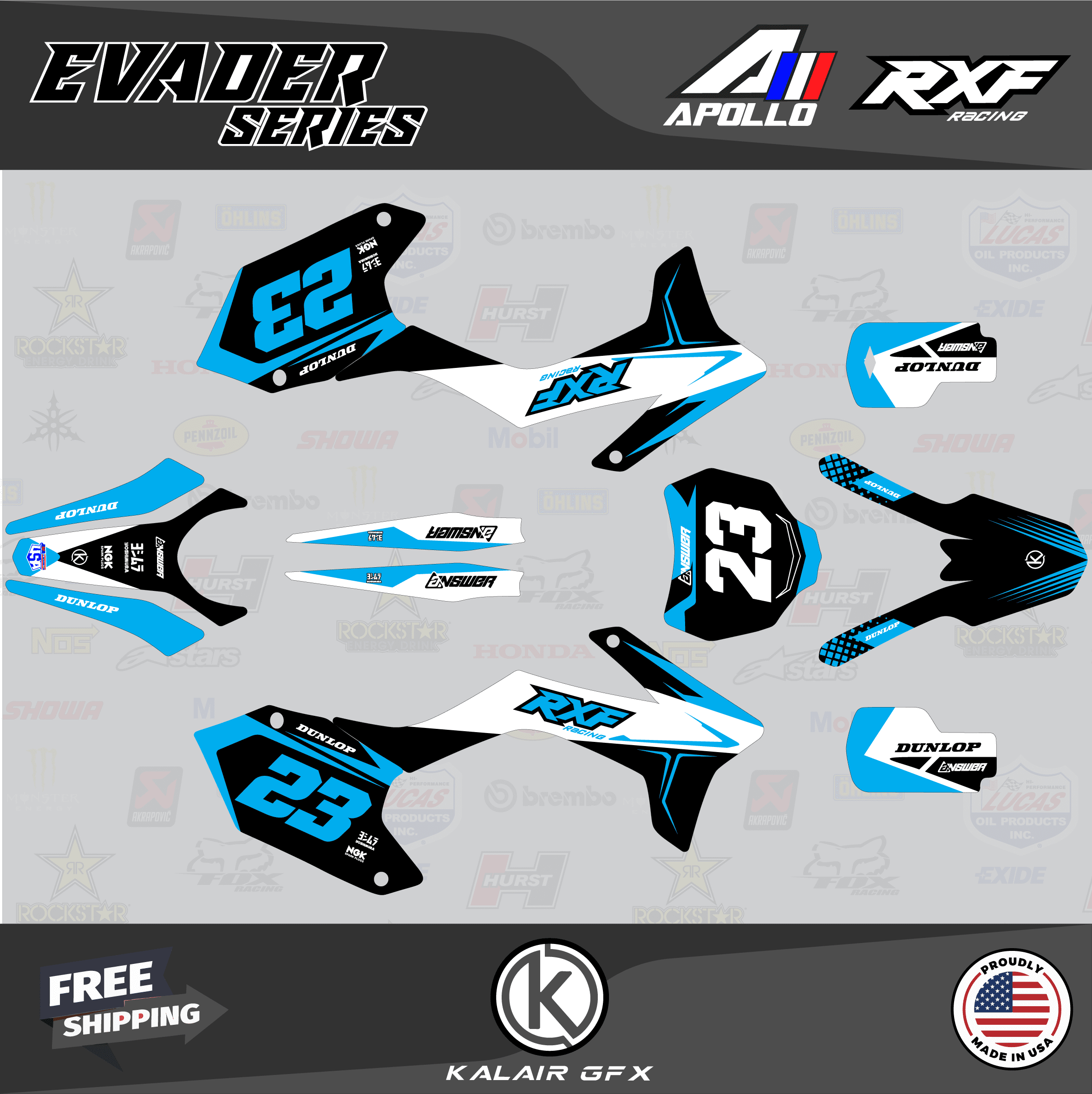 Kalair GFX Graphics Kit for Apollo RXF (All Years) Evader Series ...