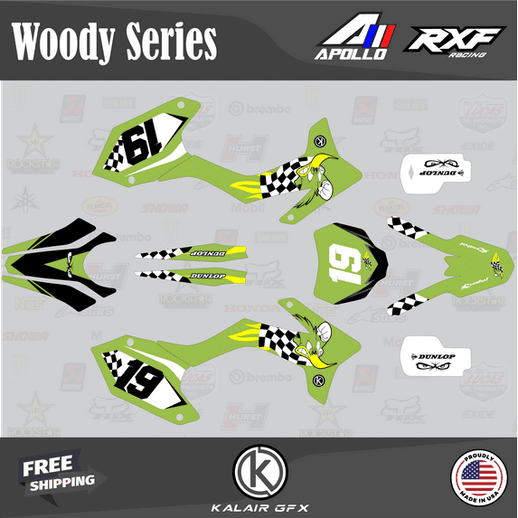 Kalair GFX Graphics Kit for Apollo RXF FREERIDE 150, 190 (All Years) Woody Series