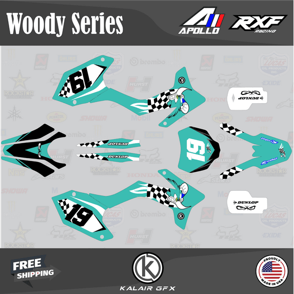 Kalair GFX Graphics Kit for Apollo RXF FREERIDE 150, 190 (All Years) Woody Series