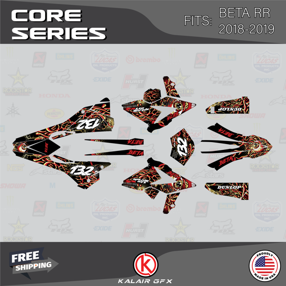 Kalair GFX Graphics Kit for Beta 2-STROKE 125RR, 250RR, 300RR, AND RACE EDITION 350RR, 390RR, 430RR, 480RR (2018-2019) Core Series