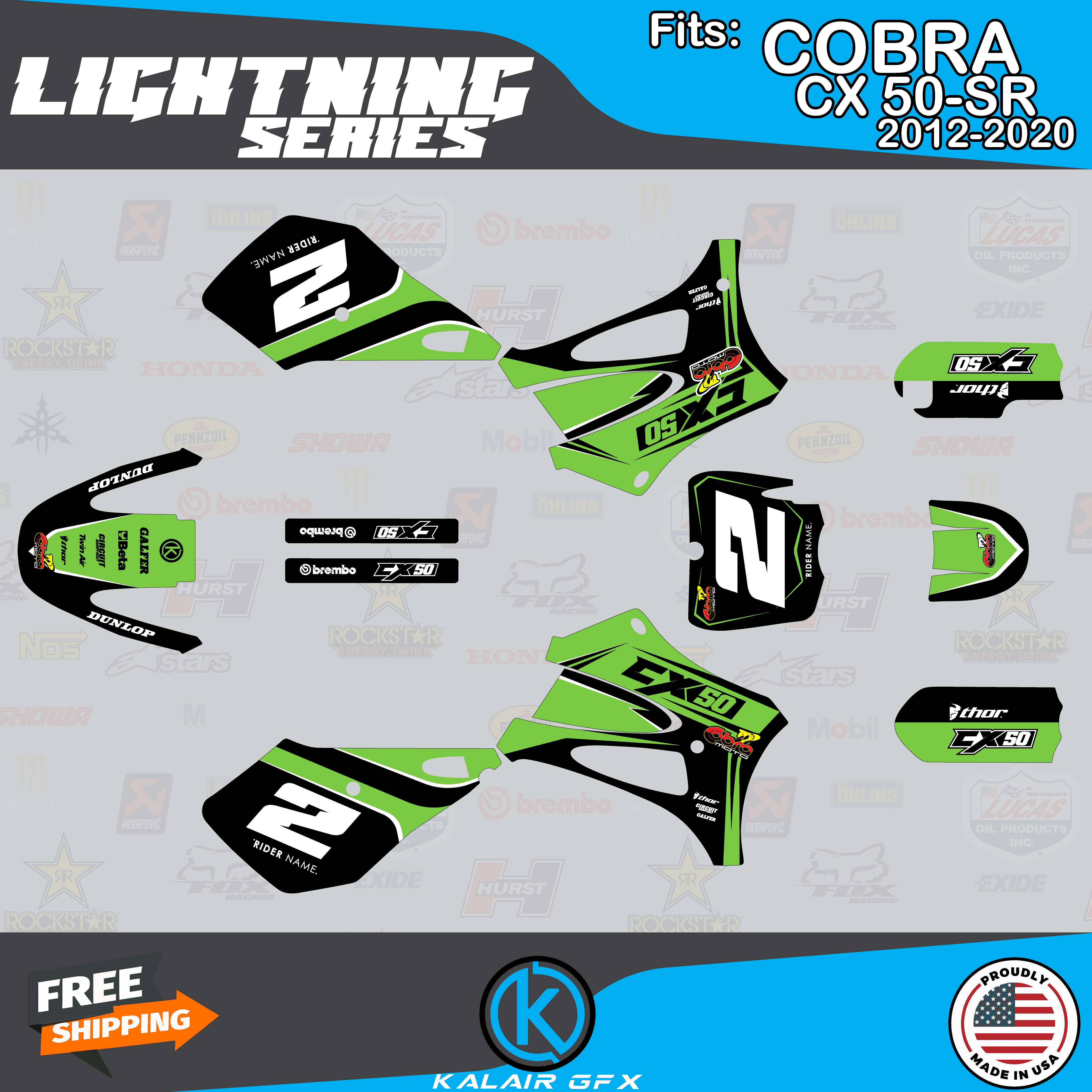 Kalair GFX Graphics Kit for Cobra CX50SR (2012-2020) Lightning Series ...
