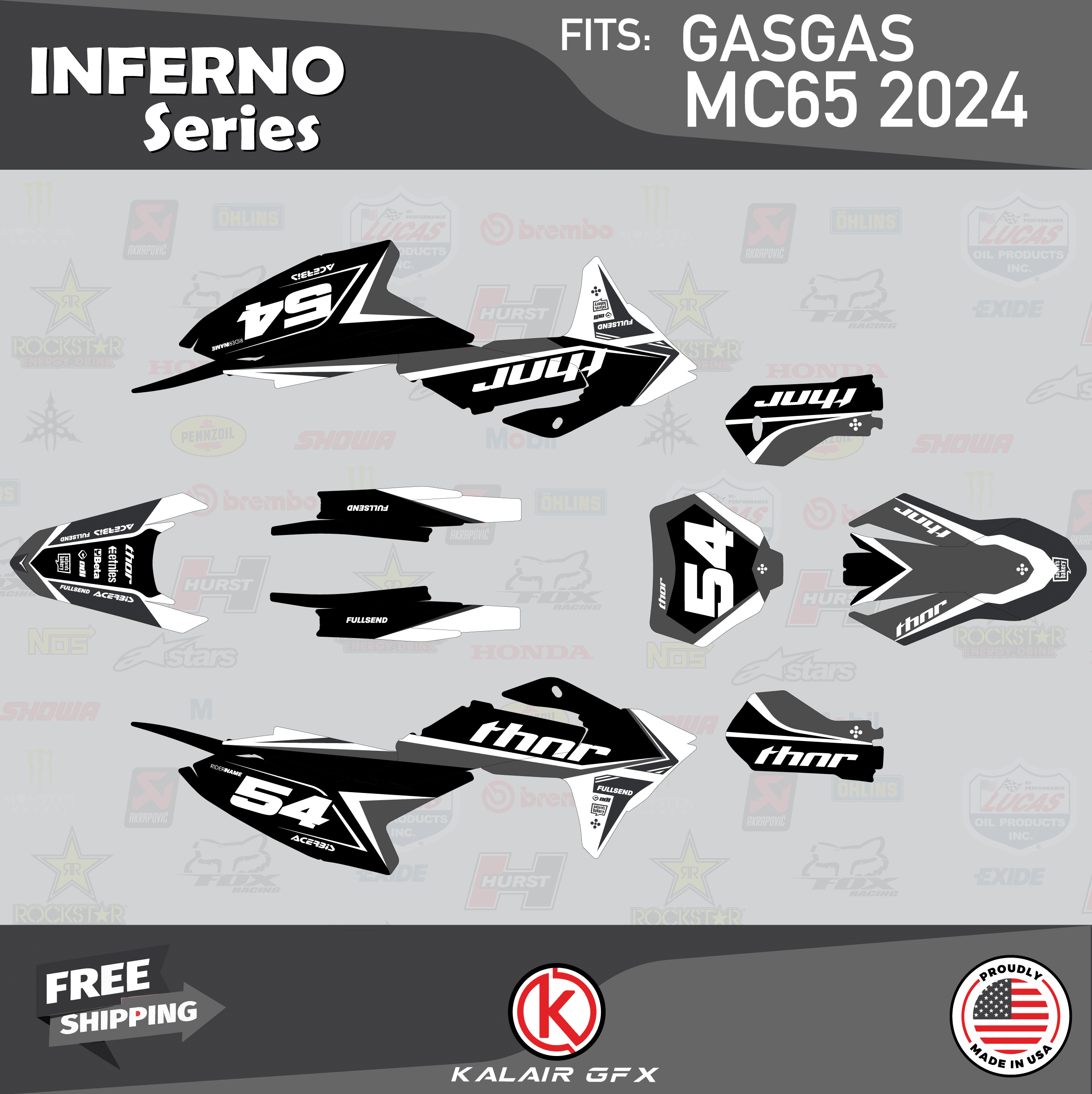 Kalair GFX Graphics Kit for Gasgas 2-STROKE MC65 (2024) Inferno Series ...